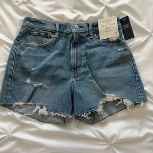 Abercrombie & Fitch Blue Jean Shorts Distressed High-Waisted